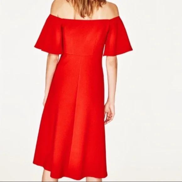 ZARA OFF THE SHOULDER MIDI XS DRESS. - Picture 4 of 11